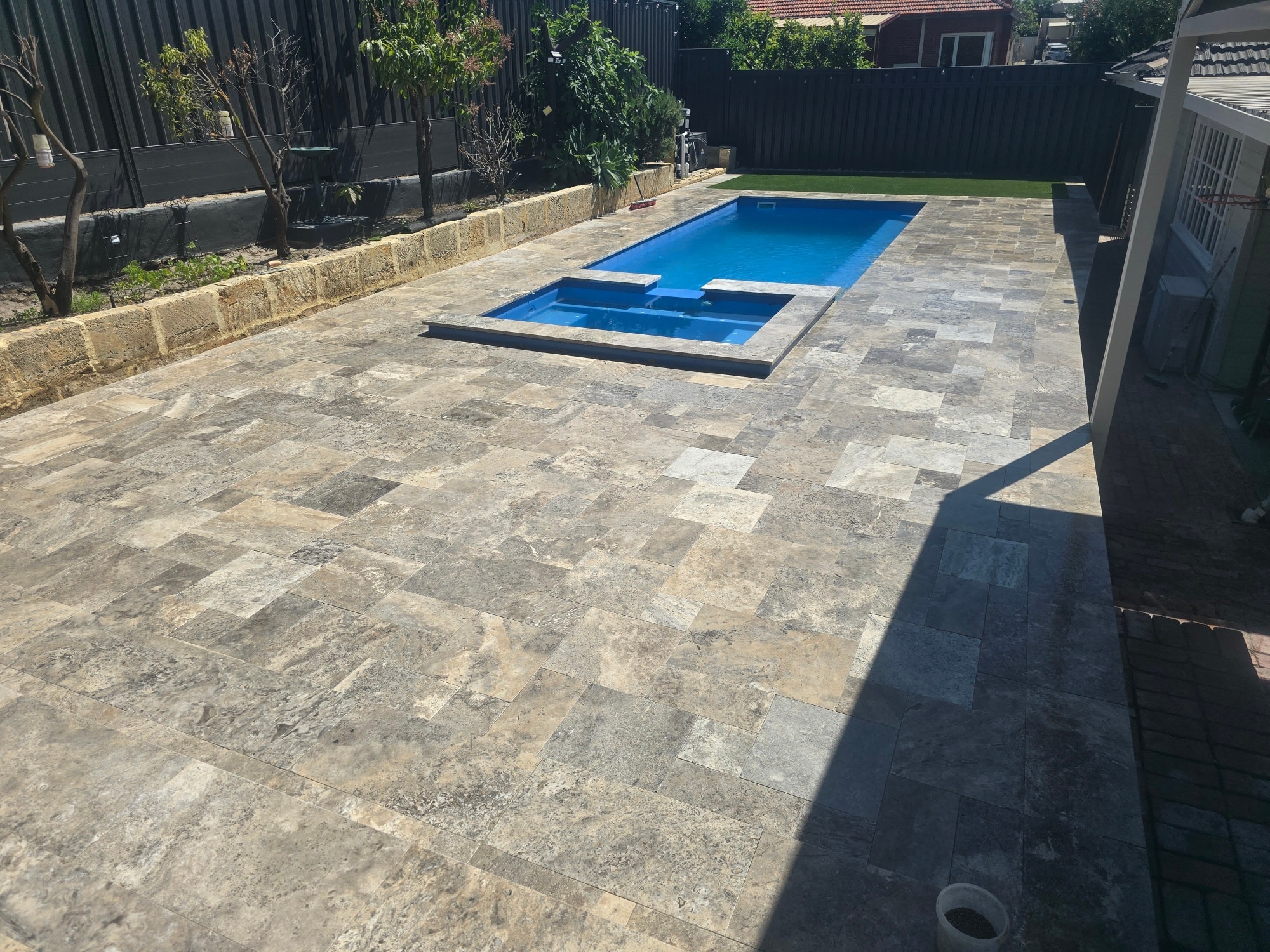 Silver Travertine Pool Deck